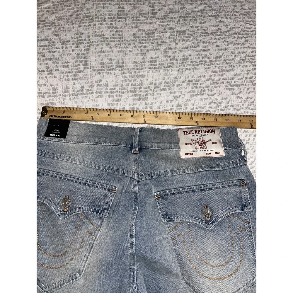 True Religion Jeans Geno SN Flap Slim 33 x 32 lgt Brisk Wash Blue NWT MSRP $159